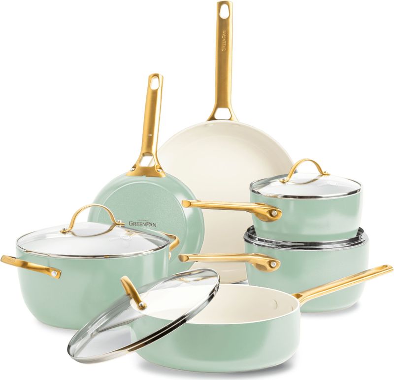 Pannenset GreenPan Padova Mint Green Pannenset Met Keramische Antikleeflaag (10-Delig)