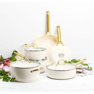Greenpan Padova Cream White 10 delige Pannenset met keramische antikleeflaag 10 delige