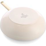 BK Sublime wok - PFAS vrij - Ø 28cm - cream white - gouden stainless steel handgrepen - ovenbestendig tot 220°C