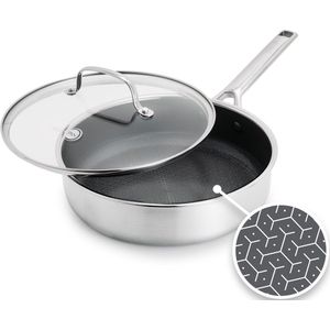 Fissler Kunming/roestvrij stalen wok ( 36 cm) grote wokpan ongecoat, Aziatische pan met glazen