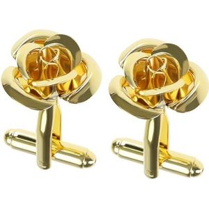 eMagTech 1 paar gouden rozenbloesem manchetknopen - delicate klassieke manchetknopen voor heren - accessoires voor kleding voor getrouwde vader, 28,5 mm, koper,, Koper, Geen edelsteen