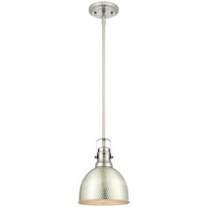 63455 hanglamp met 1 lamp, uitvoering geborsteld nikkel en lampafgeschermd in gehamerde uitvoering