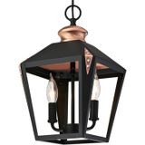 Westinghouse Lighting 6328440 A++ tot E, dubbele hanglamp, uitvoering glas, mat zwart met koperen accenten, 23 x 23 x 138 cm
