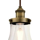 Westinghouse Lighting hanglamp met één lichtpunt, uitvoering messing antiek met helder druppelglas, 1 W, helder druppelglas, 14 x 14 x 159 cm, 6338640, messing antiek met druppelvormig glas