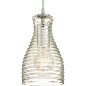 Westinghouse Lighting Hanglamp met één lamp, chroom met geribbeld helder glas, glas, 1 W, 13 x 13 x 154 cm
