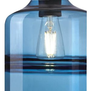 Westinghouse verlichting 63666 Indoor hanglamp met een lamp, mat zwarte afwerking met saffierglas