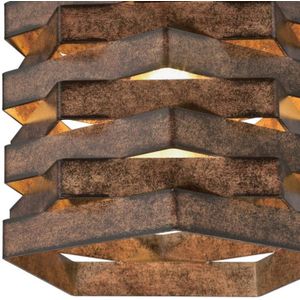 Charlize - Hanglamp - Vijfhoekig - Metalen Stijlen - Glazen Kap - Barnwood-look