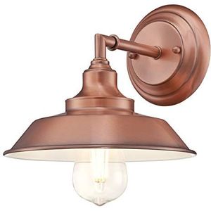 63704 eenvlammige wandlamp Iron Hill van Westinghouse Lighting voor binnen, uitvoering in gewassen koper