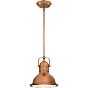 Westinghouse Lighting Boswell 63084 Hanglamp met een lamp, gewassen koperen afwerking met prismaglas