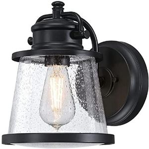 Westinghouse Lighting Emma Jane-stijl, 6124140, wandlamp voor buiten, met een licht in vintage-stijl, matzwart, transparant glas