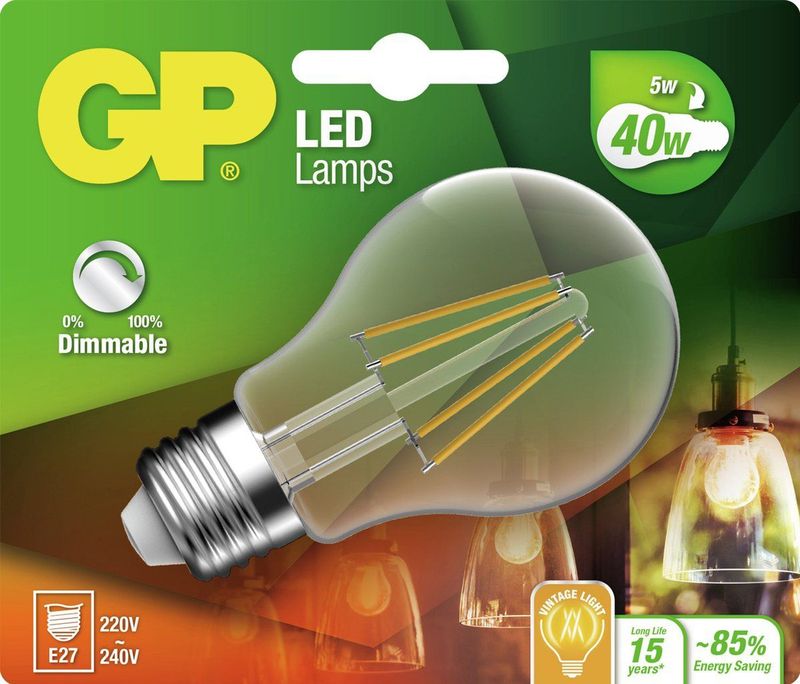 GP Lighting - GP LED Classic Filament - Dimbaar - 5W - E27 - Warm Wit
