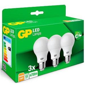 GP - LED-lamp Energielabel F - E27 - Peer - 5.4 W = 40 W - Warmwit - (Ø x l) 60 mm x 110 mm 3 stuk(s)