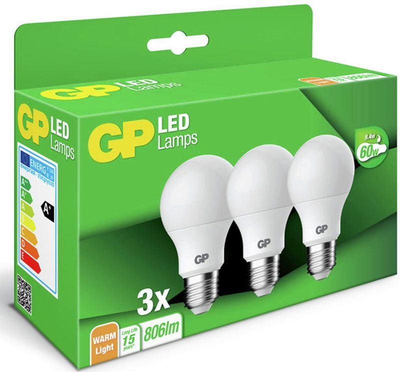 GP Lighting - Gp Led Classic A60 - LED Lamp - Mat - 3x9.4W - E27