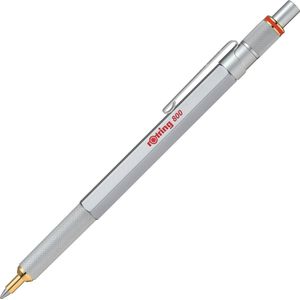 rOtring 800-balpen | Medium punt | Zwarte inkt | Zilveren behuizing | Navulbaar