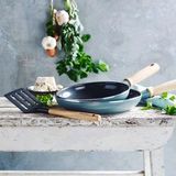 GreenPan Mayflower Spatel - Ø 32cm - Spatel met sleuven - Houten handgreep - Zwart