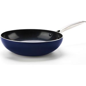 Blue Diamond Wok - 28 CM - 3-7L - Blauw - Inductie -anti-aanbak - PFAS-vrij