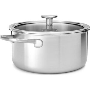 KitchenAid Multi-Ply RVS Kookpan - ø20cm - 3,1L - met glazen deksel - inductie - PFAS-vrij