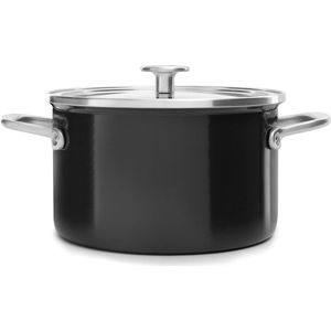 KitchenAid Steel Core Enamel kookpan 20cm 3,7L - Onyx Zwart - inductie - PFAS-vrij