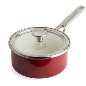 KitchenAid Steel Core Enamel steelpan 16cm 1,3L - Keizerrood - inductie - PFAS-vrij