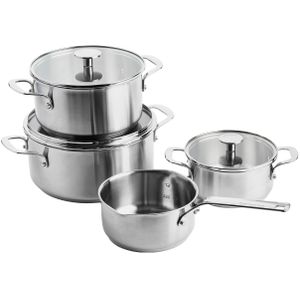 KitchenAid Stainless Steel kookpannenset met deksels 4-delig - RVS - inductie - PFAS-vrij