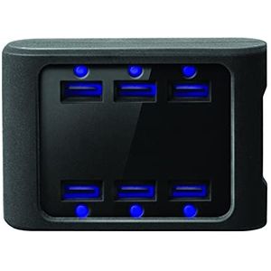 IconBIT FTB SIX - Universele voeding met 6 USB poorten, 21 Watt max. uitgangsvermogen, zwart