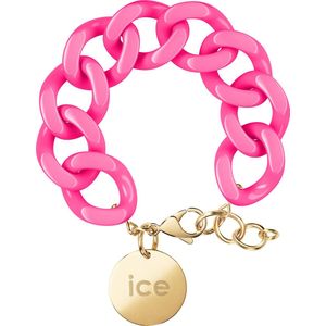 ICE - Jewellery – ketting – neon roze – goud – armband XL mesh in roze voor dames, gesloten met een gouden medaille (020927), één maat, acetaat, roestvrij staal, geen edelsteen, Roestvrij staal