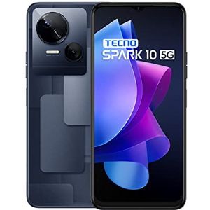 Tecno Mobile Spark 10 5G smartphone (Android, Dual SIM, 1612 x 720 HD+ display, 4 GB RAM, 64 GB geheugen, octa-core, 50 MP Dual Camera) Meta Black