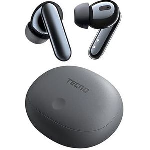 TECNO TRUE 1 TWS In-ear hoofdtelefoon met ruisonderdrukking met diepe bas, 45 uur speeltijd, IPX5 robuust en draagbaar batterijvak, grijs