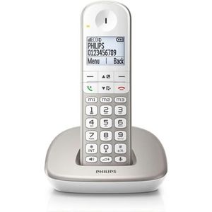 Philips XL4901S/23 Draadloze vaste telefoon, 1,9-inch scherm, geïntegreerde luidspreker, handsfree, beller ID, toetsenbord met achtergrondverlichting, directe keuze - wit (compatibel: ES, IT)