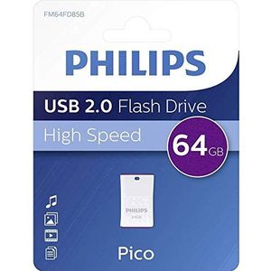 Philips USB Stick 64GB Ultra Small Memory USB 2.0 Flash Drive Pico Edition for PC, Laptop, Computer, Smart TV, Car audio and more Reads up to 25MB/s