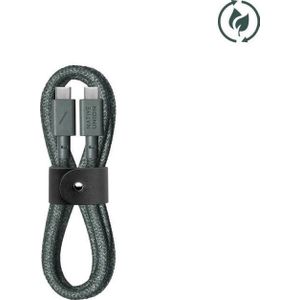 Native Union Type-C riemkabel - USB-C naar USB-C 1,20 meter ultrasterke oplaadkabel Compatibel met iPhone 15, 15 Plus, 15 Pro, 15 Pro Max, iPad Pro, iPad Air, Samsung S23, Flip 5, Fold 5 (Leigroen)