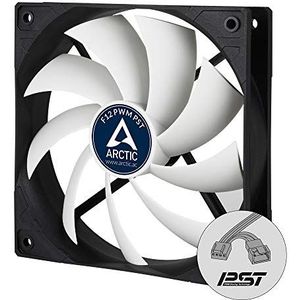 ARCTIC F12 PWM PST - 120 mm PWM PST behuizingsventilator, case fan met standaard behuizing, PST-aansluiting (PWM Sharing Technology), gereguleerd RPM synchroon, 230-1350 rpm - zwart/wit