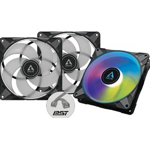 Arctic P14 PWM PST A RGB Ventilatorhuis 3 pack .90 cfm 200 1900 RPMdB 4 pins PMW FDB zwart