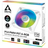 Arctic P14 PWM PST A-RGB - Ventilator - 14 cm - 4-pins PMW - 3-pins ARGB - wit