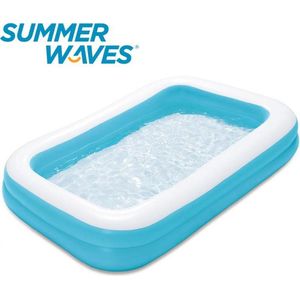 Summer Waves - Opblaaszwembad - 2-Rings - 305x 183 x 46 cm - Blauw