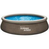 Summer Waves - Quick Up Pool Rattanoptik rund Braun 396x84 cm