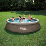 Summer Waves - Quick Up Pool Rattanoptik rund Braun 396x84 cm