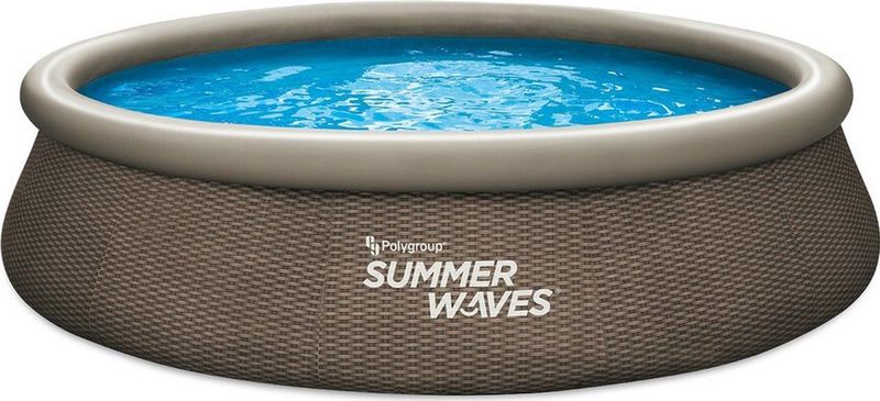 Summer Waves - Quick Up Pool Rattanoptik rund Braun 396x84 cm