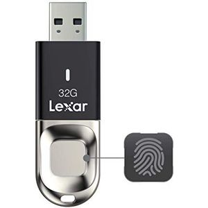 Lexar JumpDrive Vingerafdruk F35 32 GB USB Stick USB 3.0, Flash Drive Tot 150 MB/s Lezen, Memory Stick voor computer, externe opslaggegevens, foto, video (Incompatibel met Mac OS) (LJDF35-32GBEU)