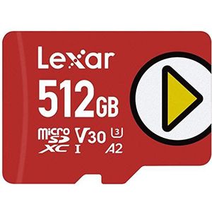 Lexar PLAY 512GB Micro SD Kaart, microSDXC UHS-I Geheugenkaart, Tot 150 MB/s Lezen, Compatibel met Nintendo Switch, Draagbare Gaming-apparaten, Smartphone en Tablet (LMSPLAY512G-BNNAG)