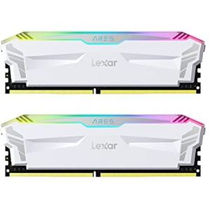 Lexar ARES RGB DDR4 RAM 16 GB Kit (8 GB x 2) 3866 MHz, DRAM 288-pins U-DIMM Desktop Geheugen, XMP 2.0 High Performance Computer Geheugen, CL18-20-20-39, PC4-30900, Wit (LD4EU008G-R3866GDWA)