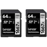 Lexar - Professional 1667 x - Geheugenkaart - 64 GB - SDXC UHS-II - Set van 2 Kaarten