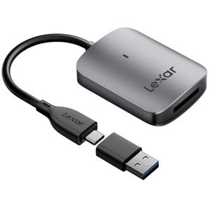 Lexar RW515 CFexpress Type A-kaartlezer, tot 900 MB/s, USB 3.2 Gen 2 CFe Type A Kaart Geheugenkaartlezer, CF Kaartlezer Inclusief USB-C-kabel/USB-C naar USB-A-adapter (LRW515U-RNHNG)