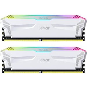 Lexar ARES RGB DDR4 RAM 32GB Kit (2 x 16GB) 4000MHz, DRAM 288-pins U-DIMM Desktop PC Geheugen, Gaming Hoogwaardig Computer Geheugen Ondersteunt XMP 2.0, CL18-22-22-42, 1.4V, Wit (LD4EU016G-R4000GDWA)