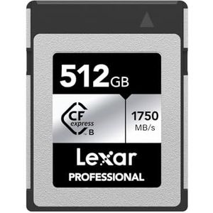 Lexar Professional SILVER Series Carte CFexpress 512Go, carte CFe de type B jusqu'à 1750Mo/s en lecture, adopte PCIe Gen3x2, carte mémoire CF compatible avec les reflex numériques (LCXEXSL512G-RNENG)