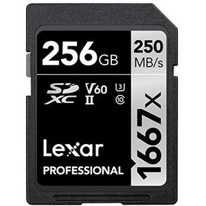 Lexar Professional 1667 x 256GB SD-kaart, SDXC UHS-II geheugenkaart, tot 250MB/s lezen, voor professionele fotograaf, videograaf, liefhebber (LSD256CB1667)