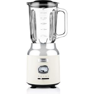 Westinghouse Retro Blender – 1,5L – Smoothie Maker & IJscrusher – 4 Snelheden – Glazen Kan – 600W – Beige