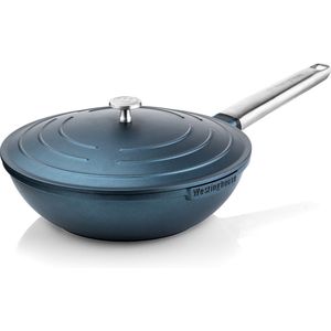 Westinghouse Performance Series - Wokpan Inductie - 28cm Luxe Wok met Deksel - Blauw - Geschikt voor alle warmtebronnen