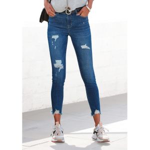 Buffalo - Destroyed Jeans - Dark Blue Washed - Stretchmateriaal - Smalle Pasvorm