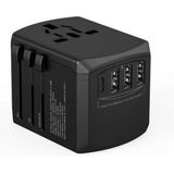 Tripper ADAPTATOR Internationale Reislader, Xoopar 15W Universele Zwarte Snellader - 150+ Landen - Alles-in-één met 3 USB Type-A en 1 USB-C - 120/220V